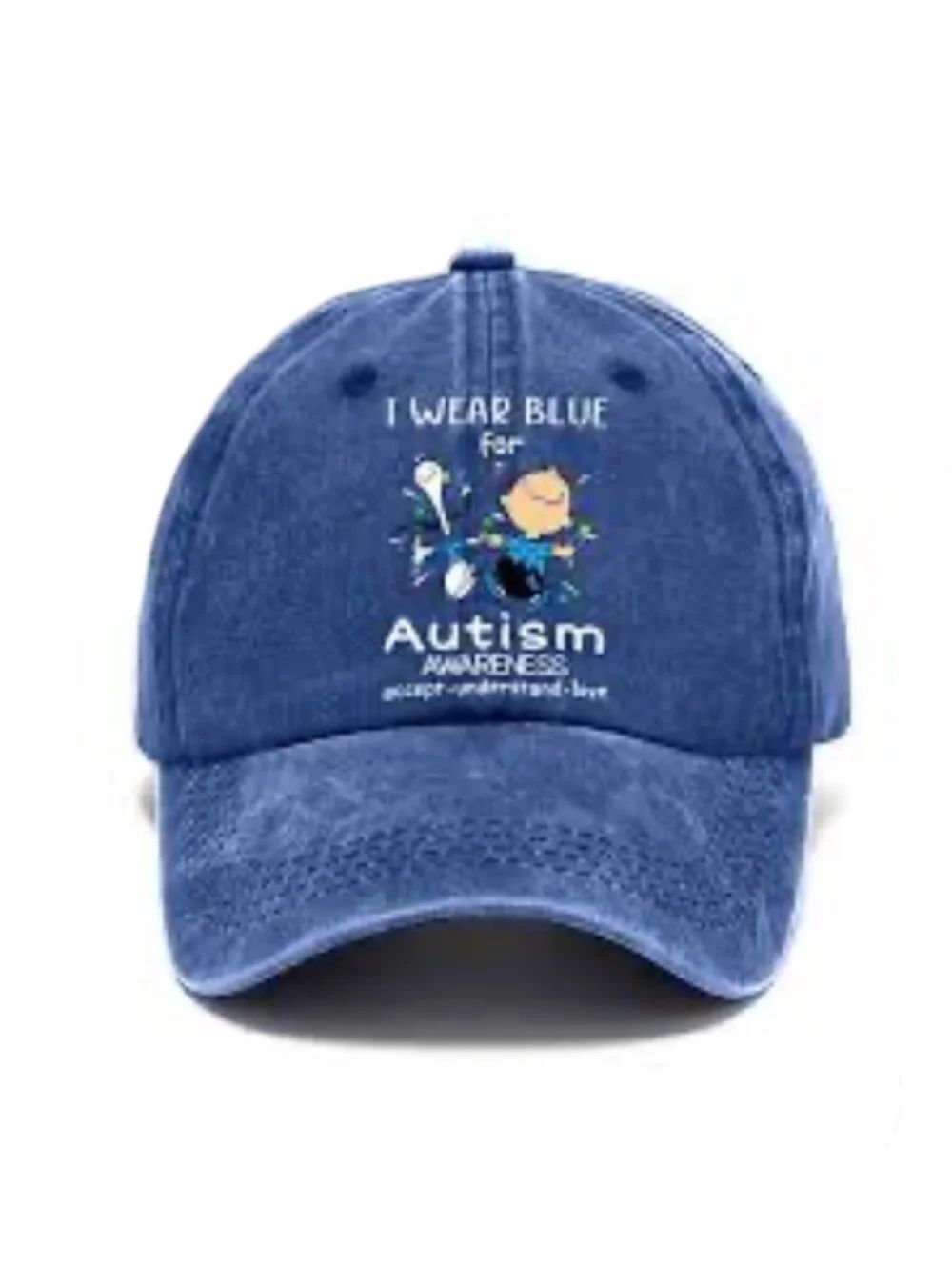 Blue Snoopy Autism Awareness Cotton Baseball Cap